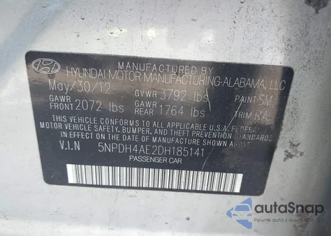 2013 Hyundai Elantra Gls/Limited from USA, damaged, VIN 5NPDH4AE2DH185141
